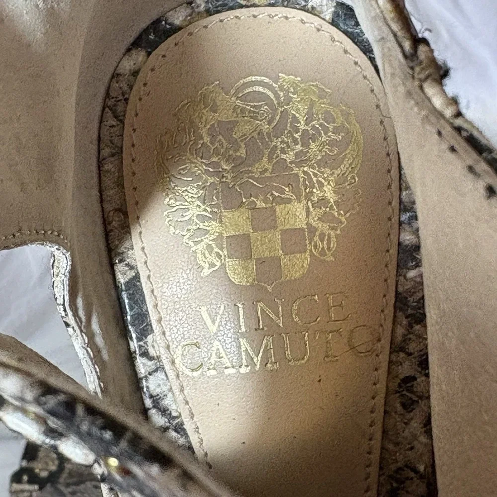Vince Camuto Campbrel Snake Skin Peep Toe Stiletto Leather Bootie‎ Heels 6.5